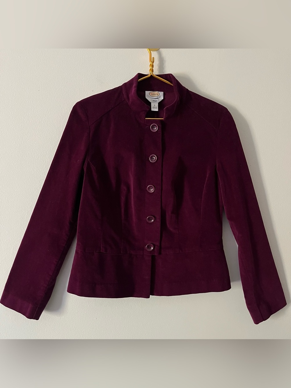 Talbots Rich Plum Purple Velvet Stretch Fitted Blazer Fall Tailored Preppy Sz 6